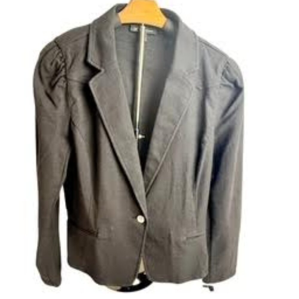 INC NWT Black Blazer Jacket Puff Shoulder Stretch Suiting Women’s XL